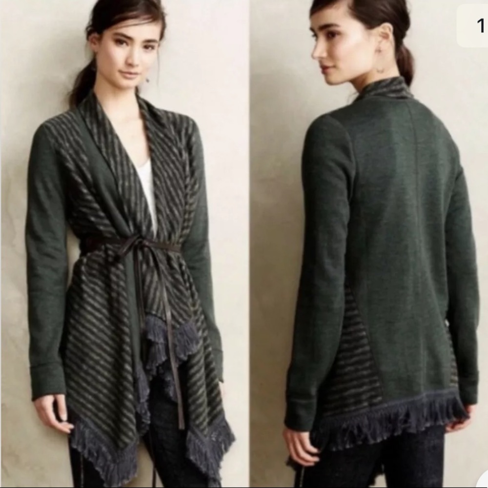 Saturday Sunday Open Fringed Cardigan Striped